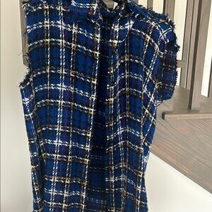 Chanel Blue Plaid Tweed Vest